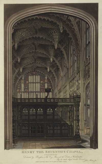 亨利七世教堂，威斯敏斯特教堂，伦敦（aquatint） 作者 Joseph Constantine Stadler