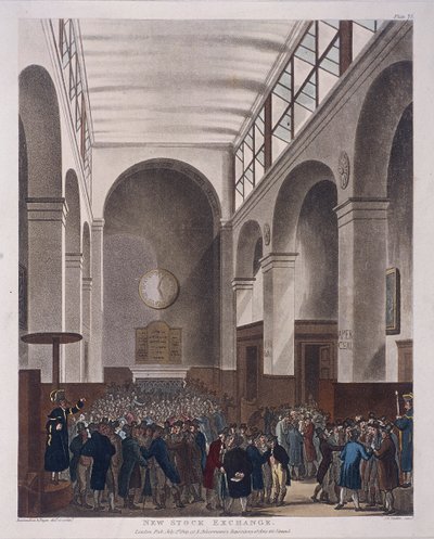 伦敦Bartholomew Lane的证券交易所，1809年 作者 约瑟夫·康斯坦丁·斯塔德勒