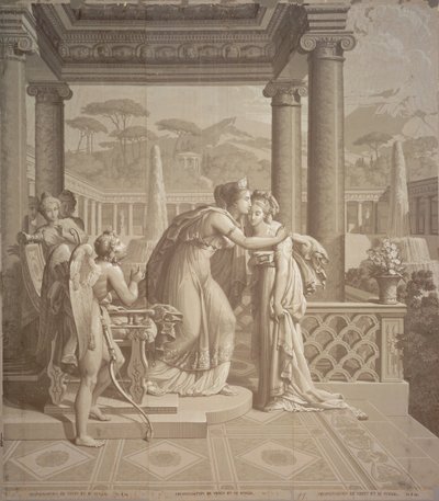 壁纸设计与丘比特和灵魂，1815年 作者 约瑟夫·杜福