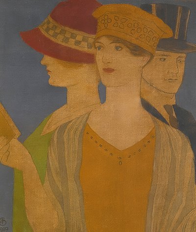 参观展览的游客。 1919年 作者 约瑟夫·爱德华·索撒尔