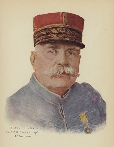 法国将军约瑟夫-约瑟夫（Joseph Joffre）（彩色平版印刷）。 作者 约瑟夫·费利克斯·鲍彻（Joseph Felix Boucher）