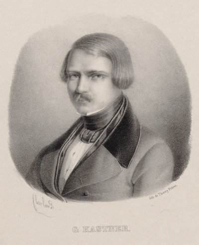 作曲家Jean-Georges Kastner 1810-1867的肖像。 作者 约瑟夫·弗雷德里克·弗拉克斯兰
