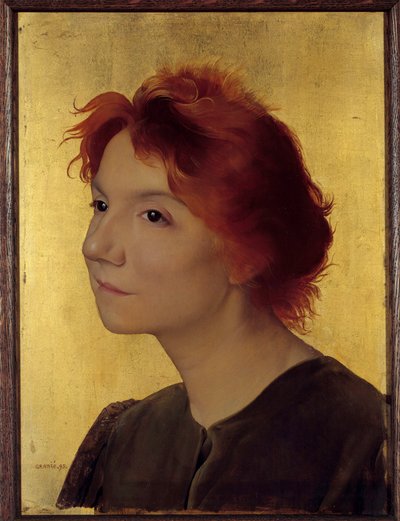 伊维特-吉尔伯特（1867-1944）歌手的肖像。金色背景下的红发女子肖像。约瑟夫-格拉尼（1861-1915）的画作 1895年，太阳。0,41x0,31米 巴黎，奥赛博物馆 作者 Joseph Granie