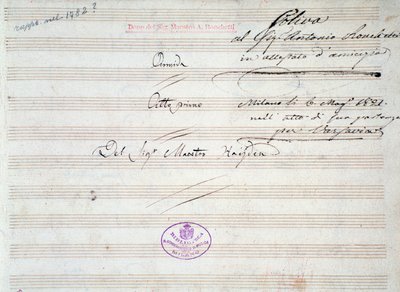 J 海顿 (J Haydn) 的《阿米达》小步舞乐谱第一页 (1821) 作者 约瑟夫·海顿