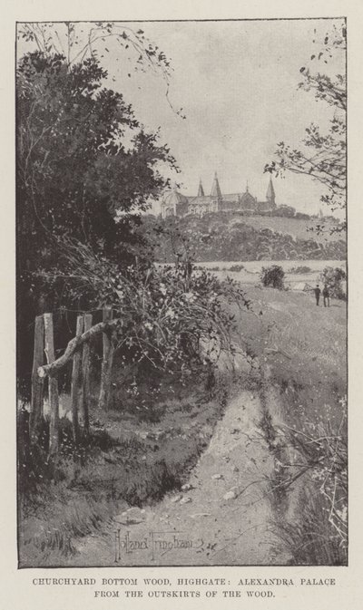 Churchyard Bottom Wood，Highgate，Alexandra Palace from the Outskirts of the Wood 作者 约瑟夫·霍兰·特林厄姆