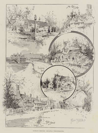 漫步草图，百老汇，伍斯特郡 作者 Joseph Holland Tringham