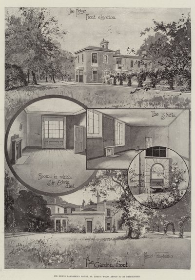 Edwin Landseer先生的房子，St John&39;s Wood，即将被拆除 作者 Joseph Holland Tringham