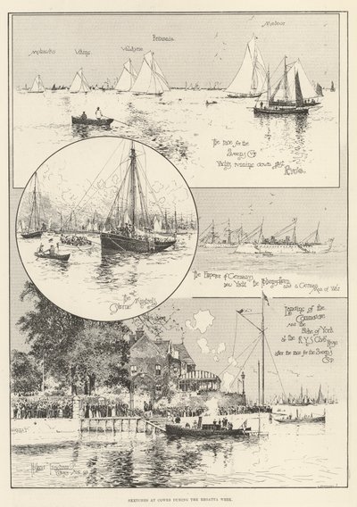 在帆船赛周期间在考斯的草图 作者 Joseph Holland Tringham