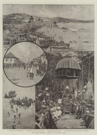 阿散蒂探险，海岸角城堡的草图 作者 Joseph Holland Tringham
