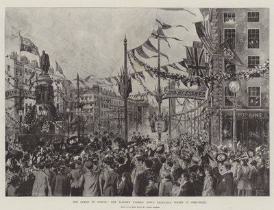 都柏林的女王，女王陛下在半州的萨克维尔街上经过 作者 Joseph Holland Tringham