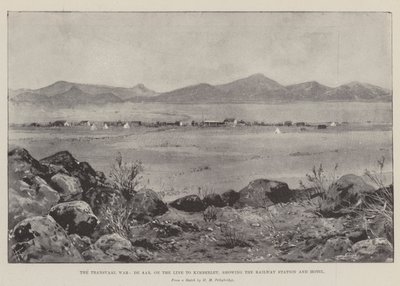 德瓦尔德（De Aar）的德兰士瓦战争（The Dealva War），前往金伯利（Kimberley），显示火车站和酒店 作者 约瑟夫·霍兰·特林厄姆
