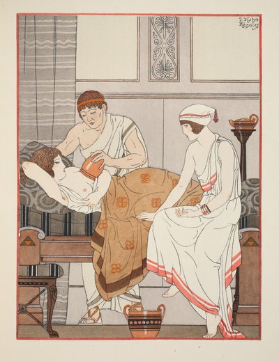 1934年，“希波克拉底的作品”中的插图对乳房施加吸力 作者 约瑟夫·库恩·雷尼尔