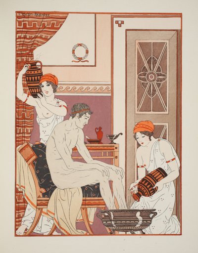沐浴脚，1934年“希波克拉底的作品”中的插图 作者 约瑟夫·库恩·雷尼尔