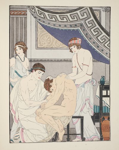 脊椎按摩疗法调整，来自&39;希波克拉底的作品&39;，1934年的插图 作者 约瑟夫·库恩·雷尼尔