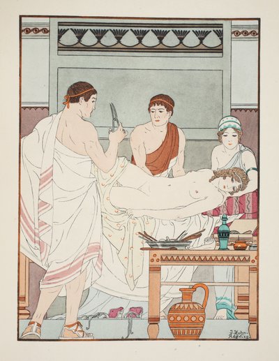 妇科检查，插图来自&39;希波克拉底的作品&39;，1934年 作者 约瑟夫·库恩·雷尼尔