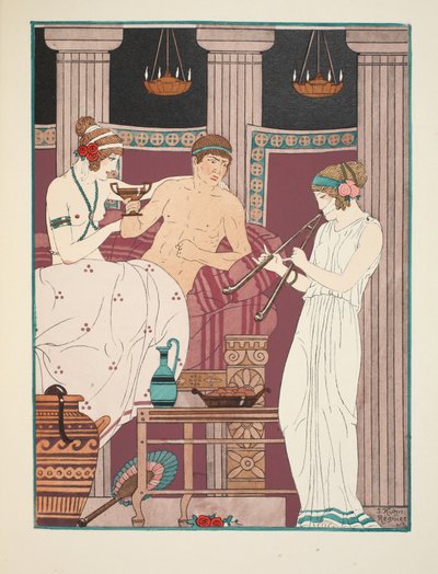 音乐疗法，来自“希波克拉底的作品”的插图，1934年 作者 约瑟夫·库恩·雷尼尔