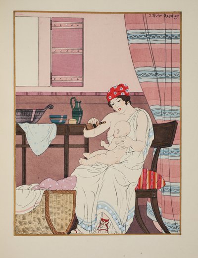 婴儿的护理，来自“希波克拉底的作品”的插图，1934年 作者 约瑟夫·库恩·雷尼尔
