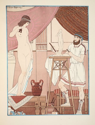 雕塑雕像，插图来自“希波克拉底的作品”，1934年 作者 约瑟夫·库恩·雷尼尔