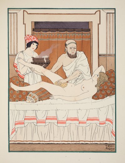 海绵浴，插图来自&39;希波克拉底的作品&39;，1934年 作者 约瑟夫·库恩·雷尼尔