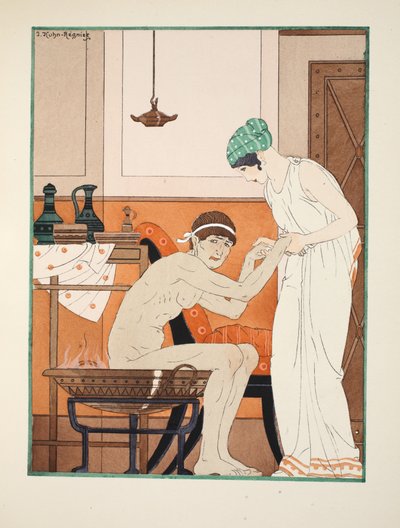 蒸汽浴，插图来自&39;希波克拉底的作品&39;，1934年 作者 约瑟夫·库恩·雷尼尔