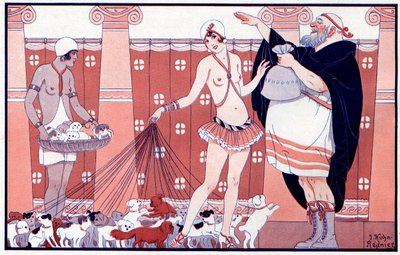 三个PrixFéminins - 来自一个大家庭的小老太太奖 - 来自la Vie Parisienne 1919年的插图 作者 约瑟夫·库恩·雷尼尔