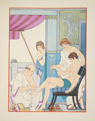 受伤的士兵，插图来自&39;希波克拉底的作品&39;，1934年 作者 约瑟夫·库恩·雷尼尔