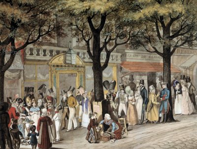 约瑟夫·路易斯·贝朗热（1800-1866）1819 年水彩画在巴黎的林荫大道上行走，1819 年巴黎，卡纳瓦莱博物馆 作者 约瑟夫·路易斯·希波吕特·贝兰奇