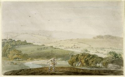 农民播种，河谷和连绵起伏的丘陵，1795年 作者 约瑟夫·马洛德·威廉·特纳