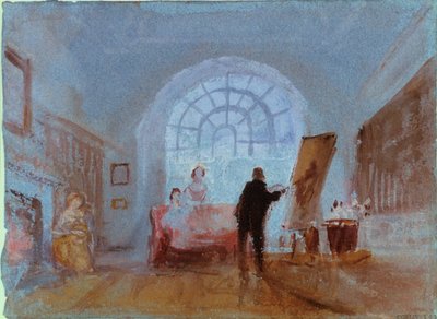 艺术家在画架上工作，1828年 作者 约瑟夫·马洛德·威廉·特纳
