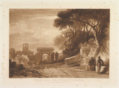 基督与撒玛利亚的妇女Liber Studiorum，第XIV部分，第71页，1819年1月1日。 作者 约瑟夫·马洛德·威廉·特纳