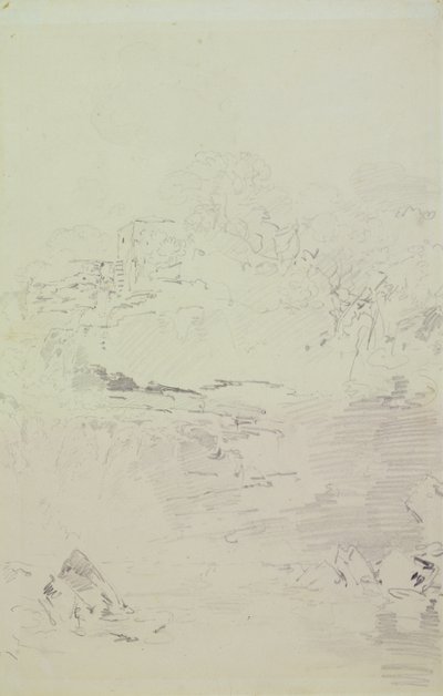 克莱德河的瀑布，约1801年（纸上铅笔）。 作者 约瑟夫·马洛德·威廉·特纳