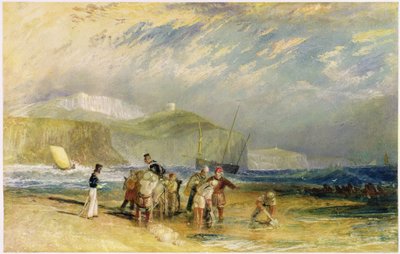 Folkestone Harbour and Coast to Devon，1830（wc和水粉纸） 作者 约瑟夫·马洛德·威廉·特纳