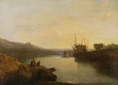 Harlech城堡，从Twgwyn渡轮，夏天的傍晚黄昏 作者 Joseph Mallord William Turner
