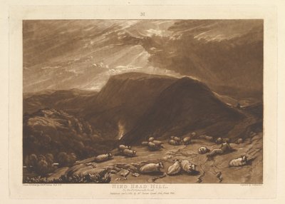 辛德黑德山（Hind Head Hill），在朴次茅斯路（Portsmouth Road）上，《自由工作室》（Liber Studiorum），第五部分，板25，1811年1月1日。 作者 约瑟夫·马洛德·威廉·特纳