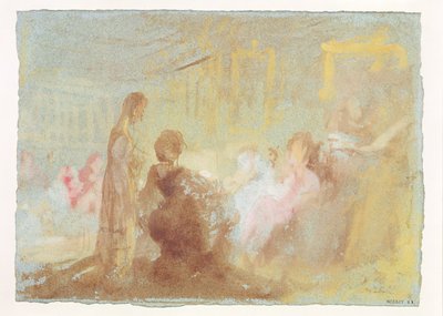 Petworth House的内部与人们交谈，1830年（水粉画） 作者 约瑟夫·马洛德·威廉·特纳