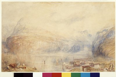 布鲁嫩 (Brunnen) 的卢塞恩湖（白纸水彩画和水粉画） 作者 约瑟夫·马洛德·威廉·特纳