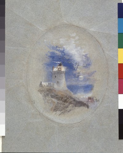 洛斯托菲灯塔（蓝色纸张上的水粉画） 作者 约瑟夫·马洛德·威廉·特纳