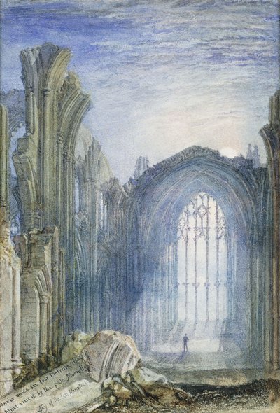梅尔罗斯修道院（Melrose Abbey）：沃尔特·斯科特爵士（Sir Walter Scott）的《最后的吟游诗人的位置》插图 作者 约瑟夫·马洛德·威廉·特纳