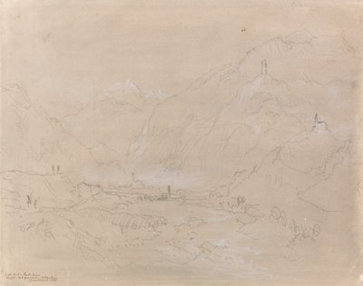 山谷景观与山谷，1840年（纸上石墨和灰色洗） 作者 约瑟夫·马洛德·威廉·特纳