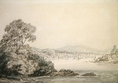 河景（纸上钢笔、墨水和水墨）。 作者 约瑟夫·马洛德·威廉·特纳