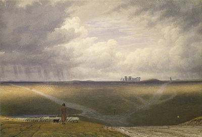 巨石阵 - 下雨天（纸本水彩） 作者 Joseph Mallord William Turner