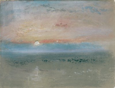 日落，1830（灰纸上的水粉和水粉） 作者 Joseph Mallord William Turner