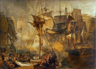 特拉法加战役- Turner。 作者 约瑟夫·马洛德·威廉·特纳
