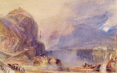 Drachenfels，德国，c.1823-24（用铅笔在纸上刮出的水彩画和体彩） 作者 约瑟夫·马洛德·威廉·特纳