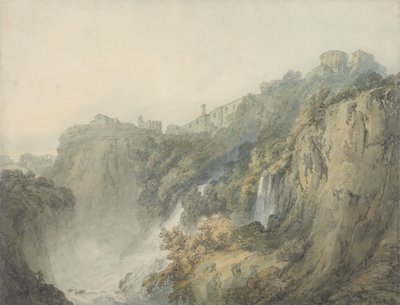 蒂沃利与西比尔神庙和喀斯喀特山脉，约1796年-97年（在纸上石墨上加水-碳） 作者 约瑟夫·马洛德·威廉·特纳