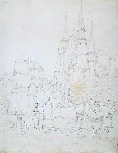 伍斯特大教堂西窗（白纸铅笔画） 作者 约瑟夫·马洛德·威廉·特纳