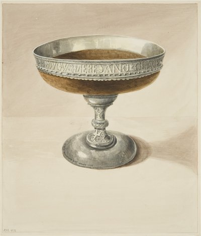 Mazer Bowl 和 Tazza，结合在一起（纸本水彩） 作者 约瑟夫·曼宁