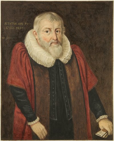 1617 年布里斯托尔市市长乔治·哈灵顿 (George Harrington) 的肖像（纸本水彩） 作者 约瑟夫·曼宁