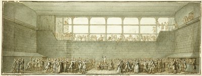 网球场誓言，c.1789（黑色粉笔、钢笔和棕色墨水，灰色水洗） 作者 约瑟夫·玛丽·弗洛伊斯特