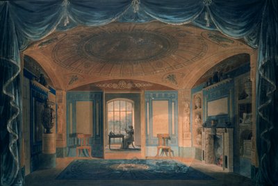 早餐室，Pitzhanger庄园，1802（纸和笔在纸上的墨水） 作者 约瑟夫·迈克尔·甘迪